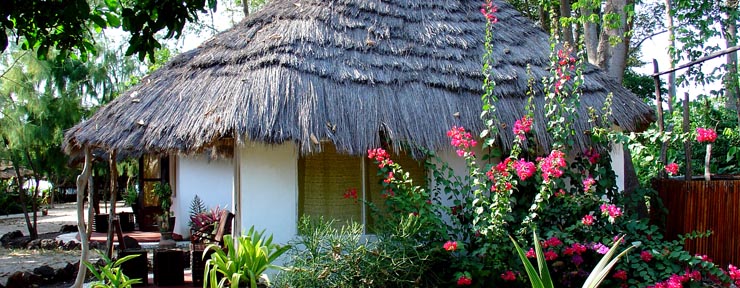 bungalow de l'hotel lodge sur l'ilot de Kere archipel des bijagos